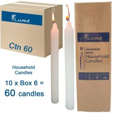 Lume Household Economy Candles 200x20mm White Box6 Inner 10